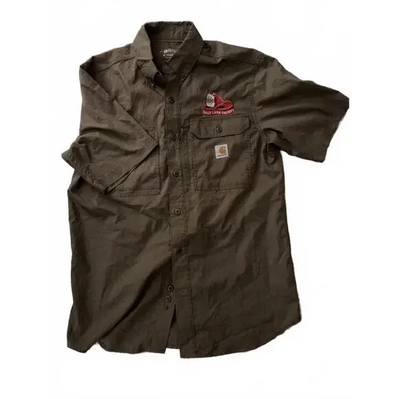Carhartt Force Men's Relaxed Fit Casual Shirt Salt Lake County Patch Size M - Picture 1 of 6